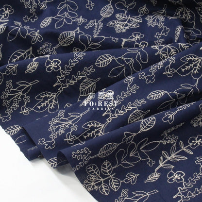embroidery cotton - Flower Navy - FO:REST Fabric 布恩堂Liberty fabrictana lawnjapanese fabricykk zipper