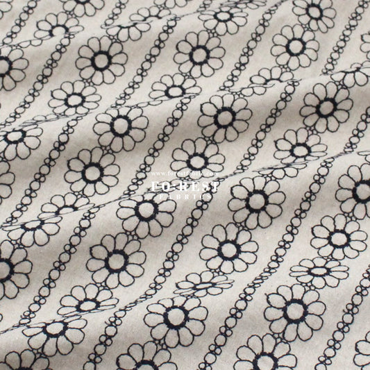 embroidery cotton Linen - Daisy Flower fabric Natural - FO:REST Fabric 布恩堂Liberty fabrictana lawnjapanese fabricykk zipper