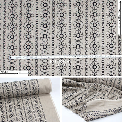 embroidery cotton Linen - Daisy Flower fabric Natural - FO:REST Fabric 布恩堂Liberty fabrictana lawnjapanese fabricykk zipper