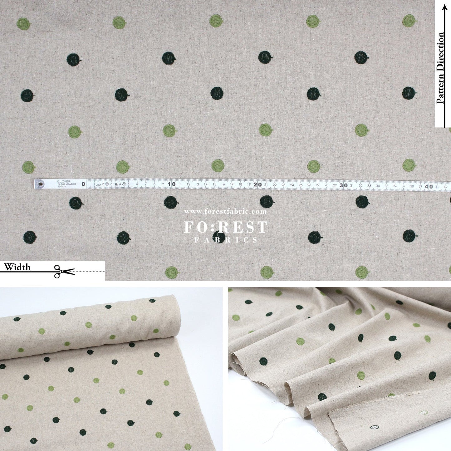 embroidery cotton Linen - Dot fabric Blue - FO:REST Fabric 布恩堂Liberty fabrictana lawnjapanese fabricykk zipper