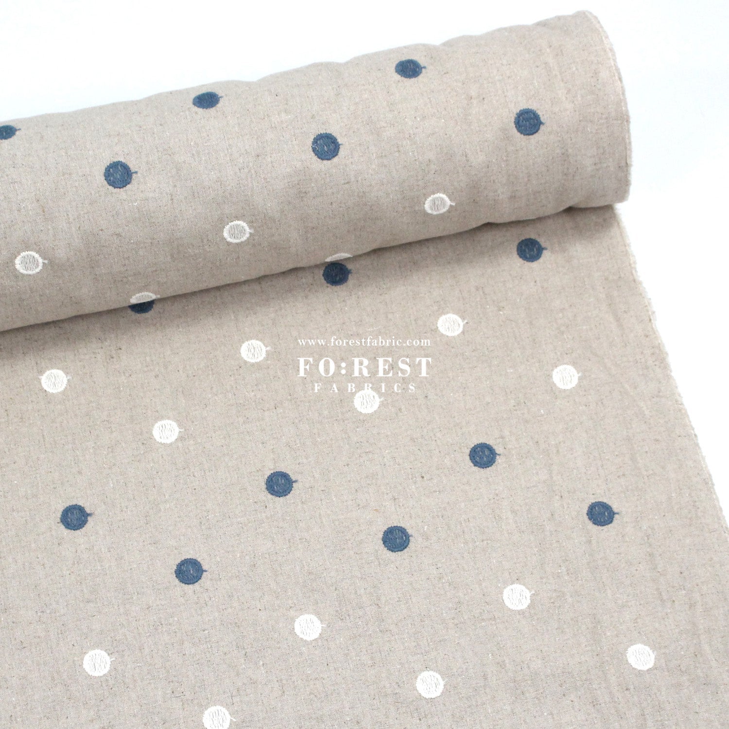 embroidery cotton Linen - Dot fabric Blue - FO:REST Fabric 布恩堂Liberty fabrictana lawnjapanese fabricykk zipper