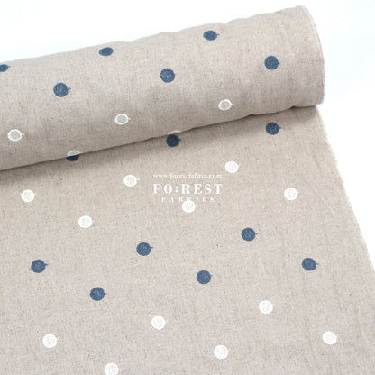 embroidery cotton Linen - Dot fabric Blue - FO:REST Fabric 布恩堂Liberty fabrictana lawnjapanese fabricykk zipper