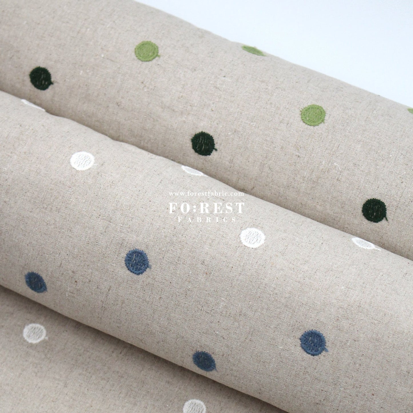 embroidery cotton Linen - Dot fabric Green - FO:REST Fabric 布恩堂Liberty fabrictana lawnjapanese fabricykk zipper
