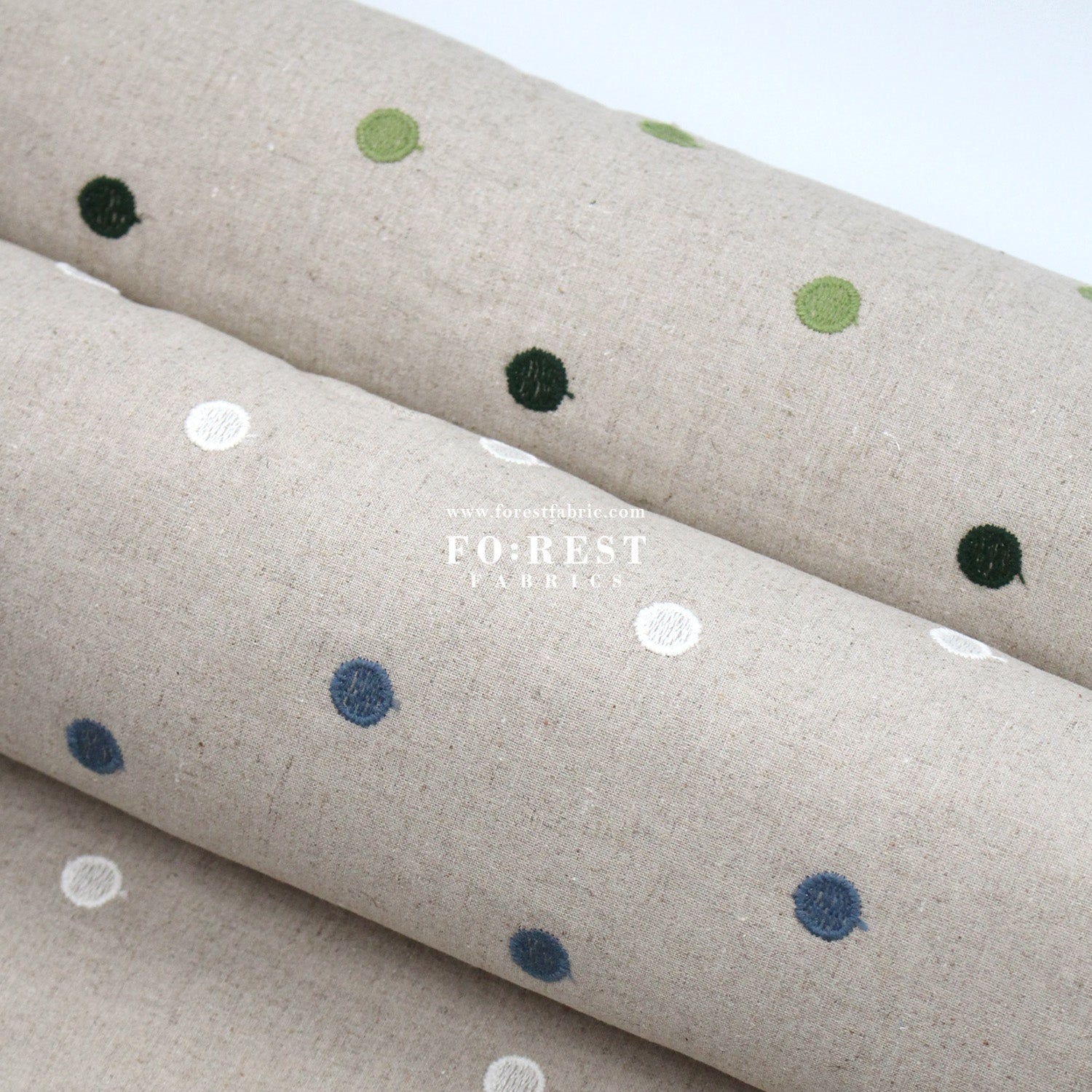 embroidery cotton Linen - Dot fabric Green - FO:REST Fabric 布恩堂Liberty fabrictana lawnjapanese fabricykk zipper