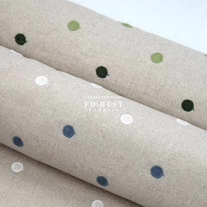 embroidery cotton Linen - Dot fabric Green - FO:REST Fabric 布恩堂Liberty fabrictana lawnjapanese fabricykk zipper