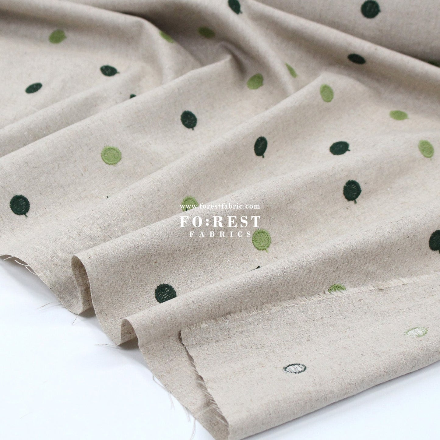 embroidery cotton Linen - Dot fabric Green - FO:REST Fabric 布恩堂Liberty fabrictana lawnjapanese fabricykk zipper
