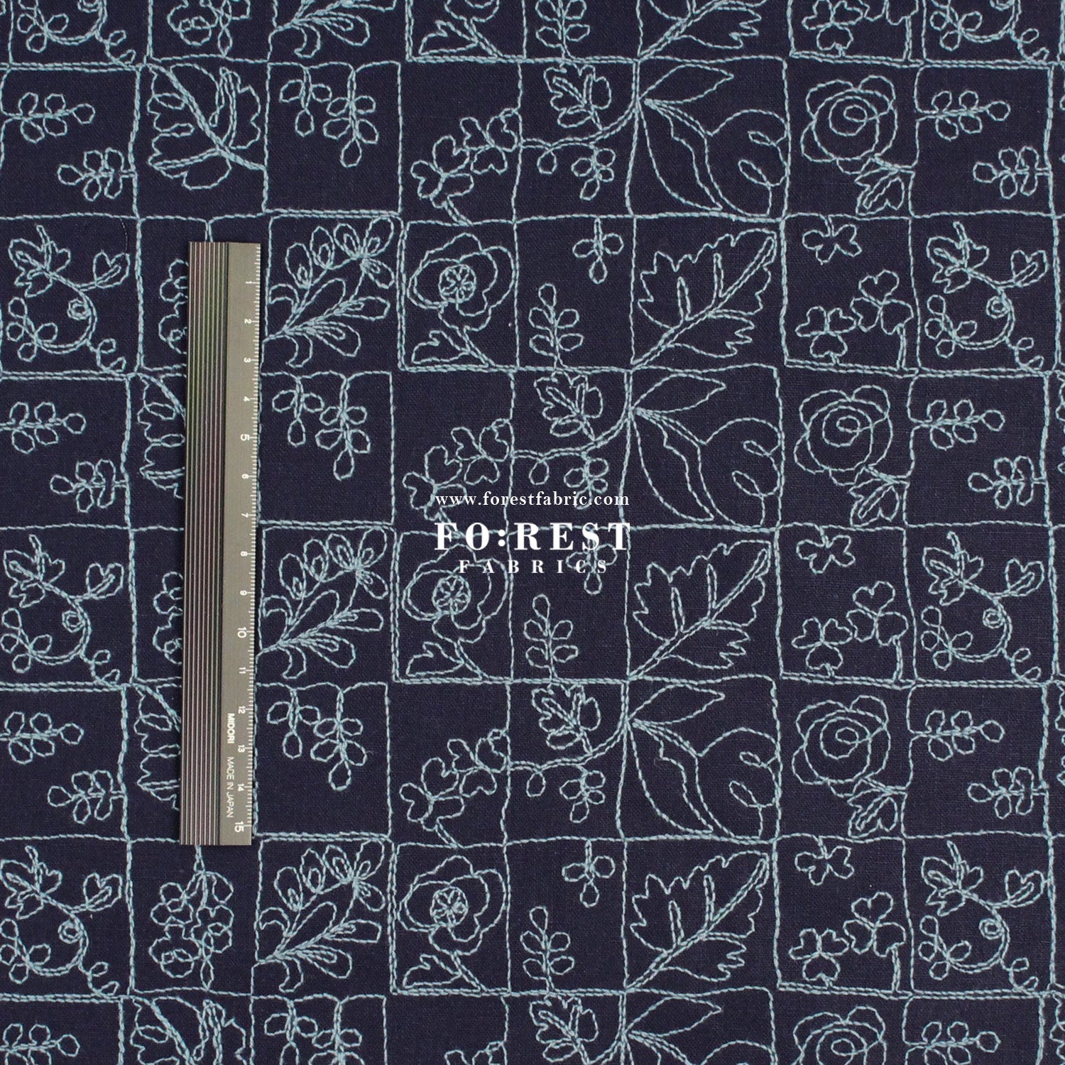 embroidery cotton Linen - Flower Puzzle Fabric - FO:REST Fabric 布恩堂Liberty fabrictana lawnjapanese fabricykk zipper