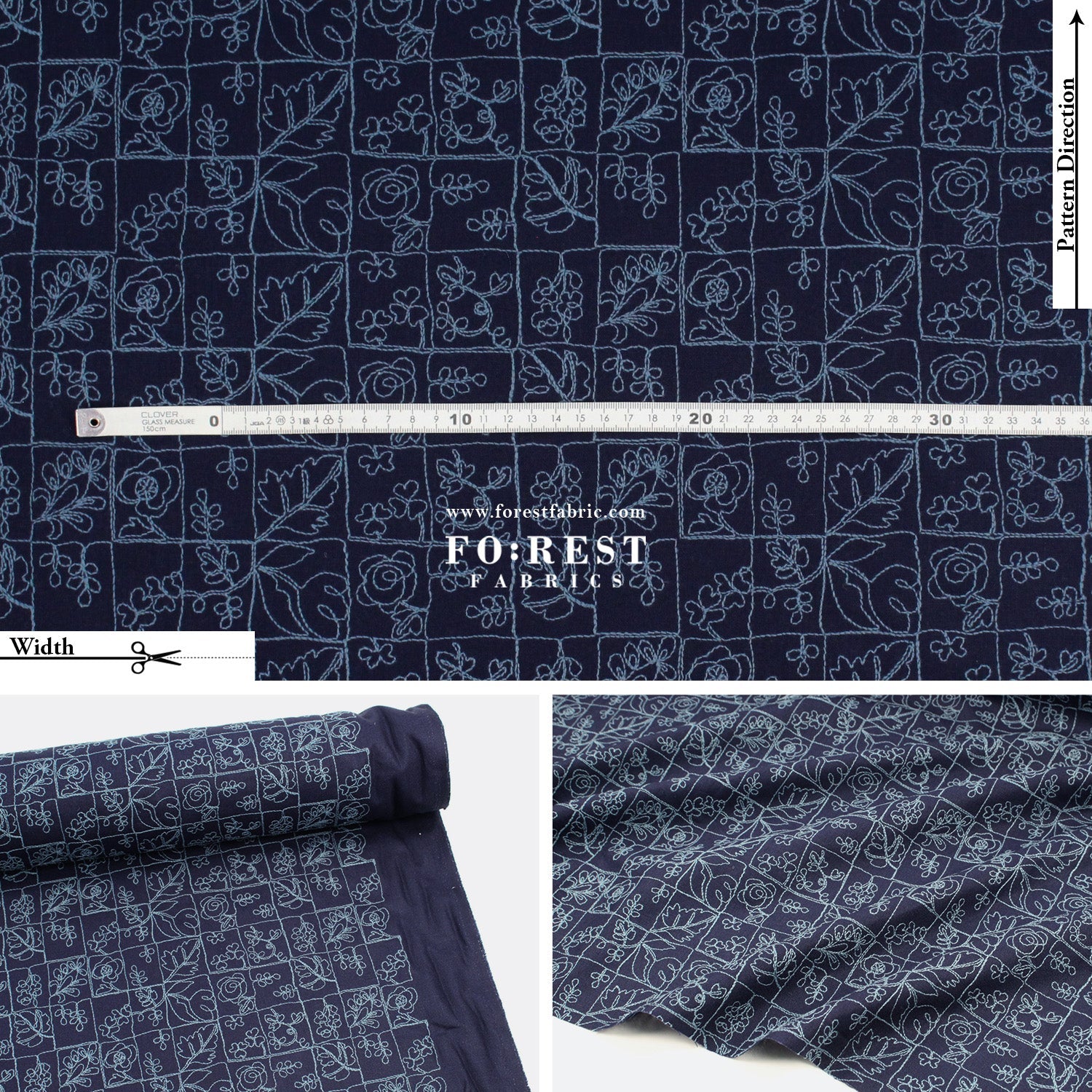 embroidery cotton Linen - Flower Puzzle Fabric - FO:REST Fabric 布恩堂Liberty fabrictana lawnjapanese fabricykk zipper