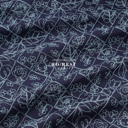 embroidery cotton Linen - Flower Puzzle Fabric - FO:REST Fabric 布恩堂Liberty fabrictana lawnjapanese fabricykk zipper