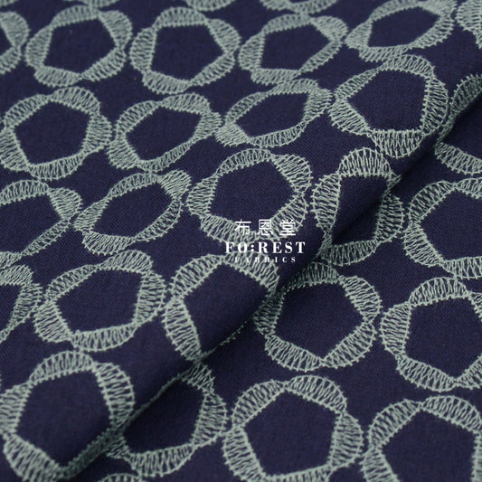 Embroidery Cotton Linen - Little Flower Navy Linen