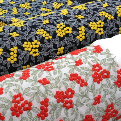 embroidery cotton - Mimosa flower - FO:REST Fabric 布恩堂Liberty fabrictana lawnjapanese fabricykk zipper