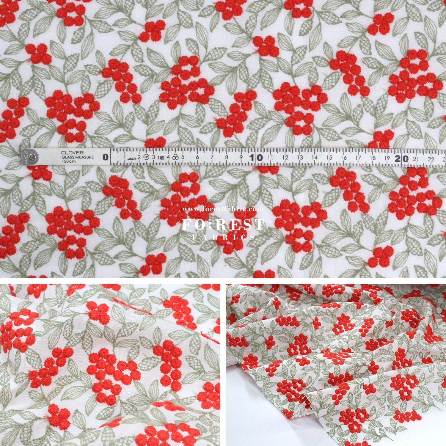 embroidery cotton - Mimosa flower - FO:REST Fabric 布恩堂Liberty fabrictana lawnjapanese fabricykk zipper