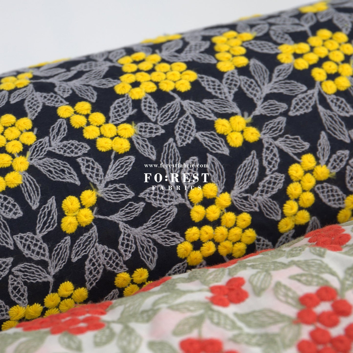 embroidery cotton - Mimosa flower - FO:REST Fabric 布恩堂Liberty fabrictana lawnjapanese fabricykk zipper