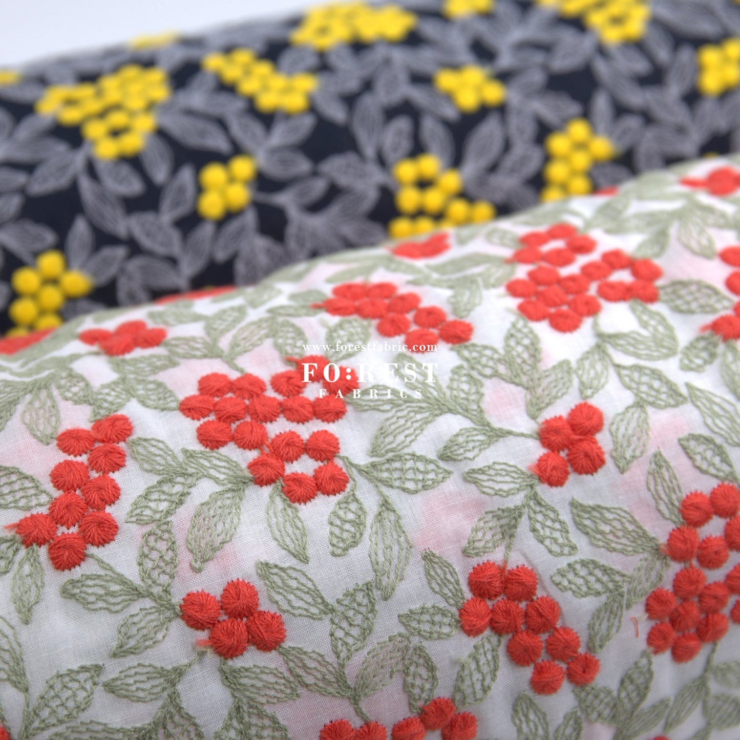 embroidery cotton - Mimosa flower - FO:REST Fabric 布恩堂Liberty fabrictana lawnjapanese fabricykk zipper