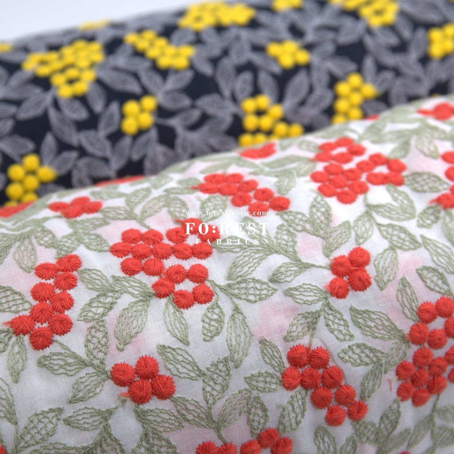 embroidery cotton - Mimosa flower - FO:REST Fabric 布恩堂Liberty fabrictana lawnjapanese fabricykk zipper