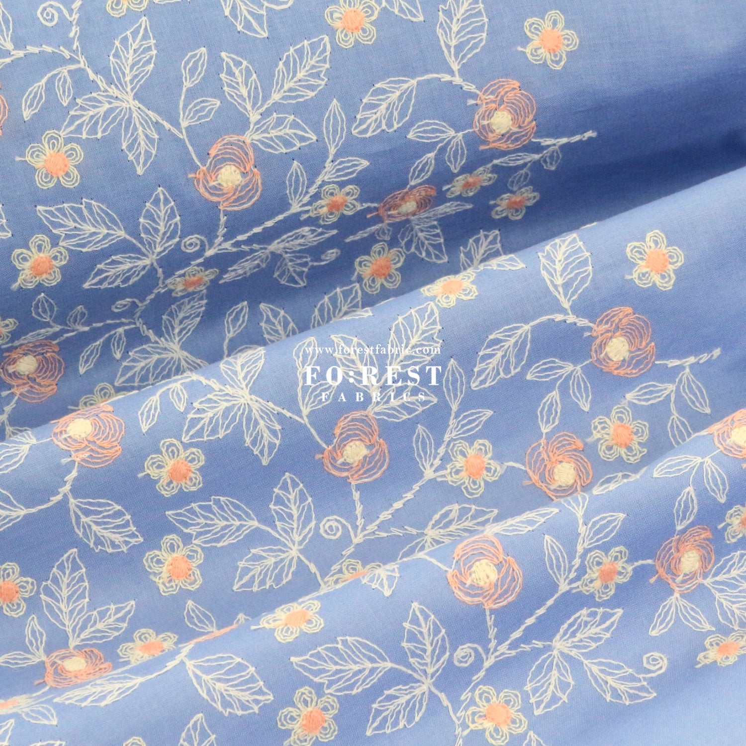 embroidery cotton - Rose Flower - FO:REST Fabric 布恩堂Liberty fabrictana lawnjapanese fabricykk zipper