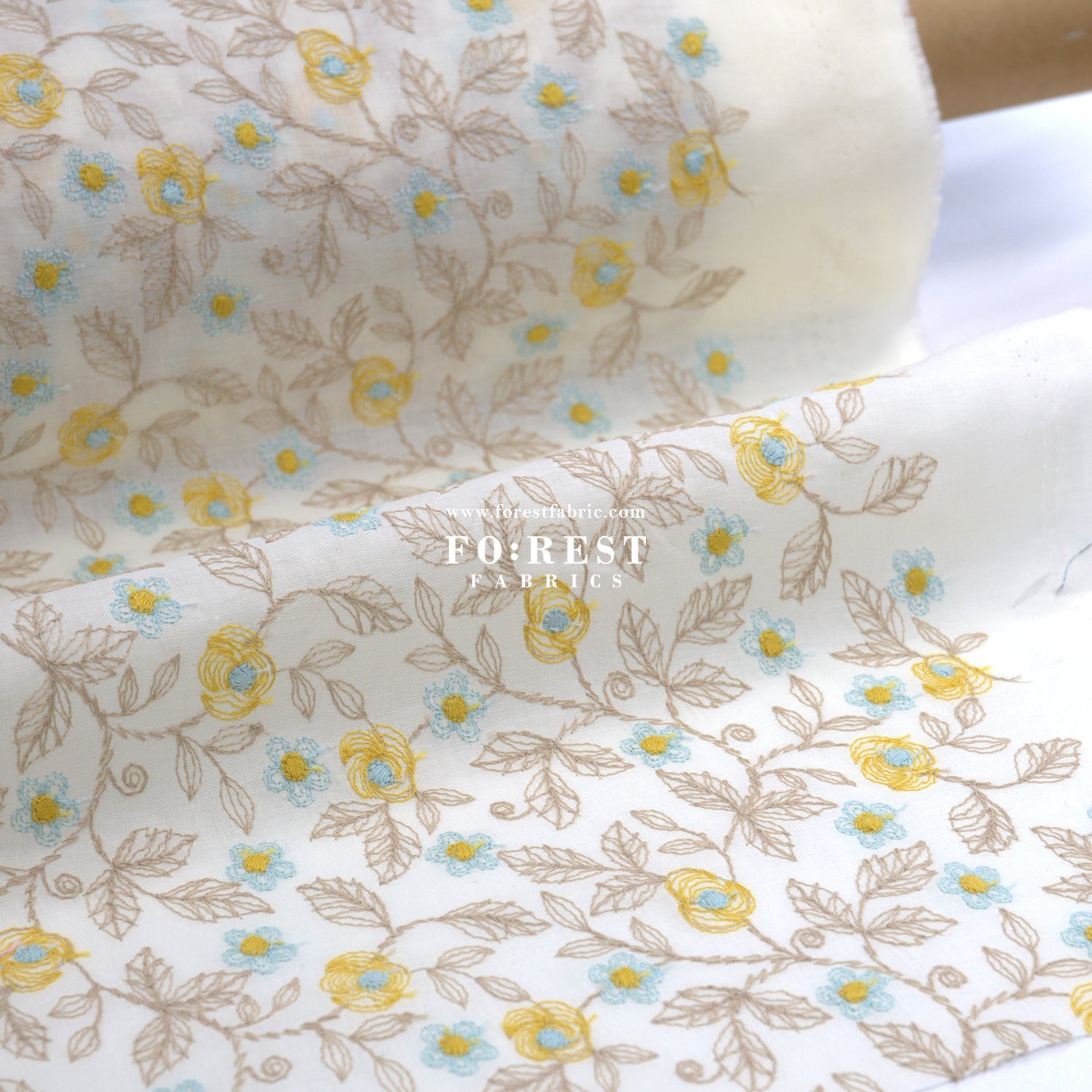 embroidery cotton - Rose Flower - FO:REST Fabric 布恩堂Liberty fabrictana lawnjapanese fabricykk zipper