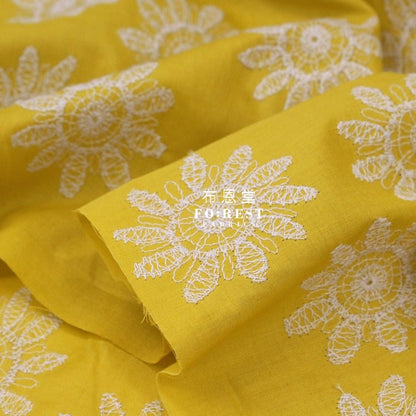 embroidery cotton - SunFlower Mustard - FO:REST Fabric 布恩堂Liberty fabrictana lawnjapanese fabricykk zipper