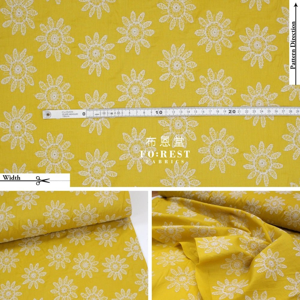 embroidery cotton - SunFlower Mustard - FO:REST Fabric 布恩堂Liberty fabrictana lawnjapanese fabricykk zipper