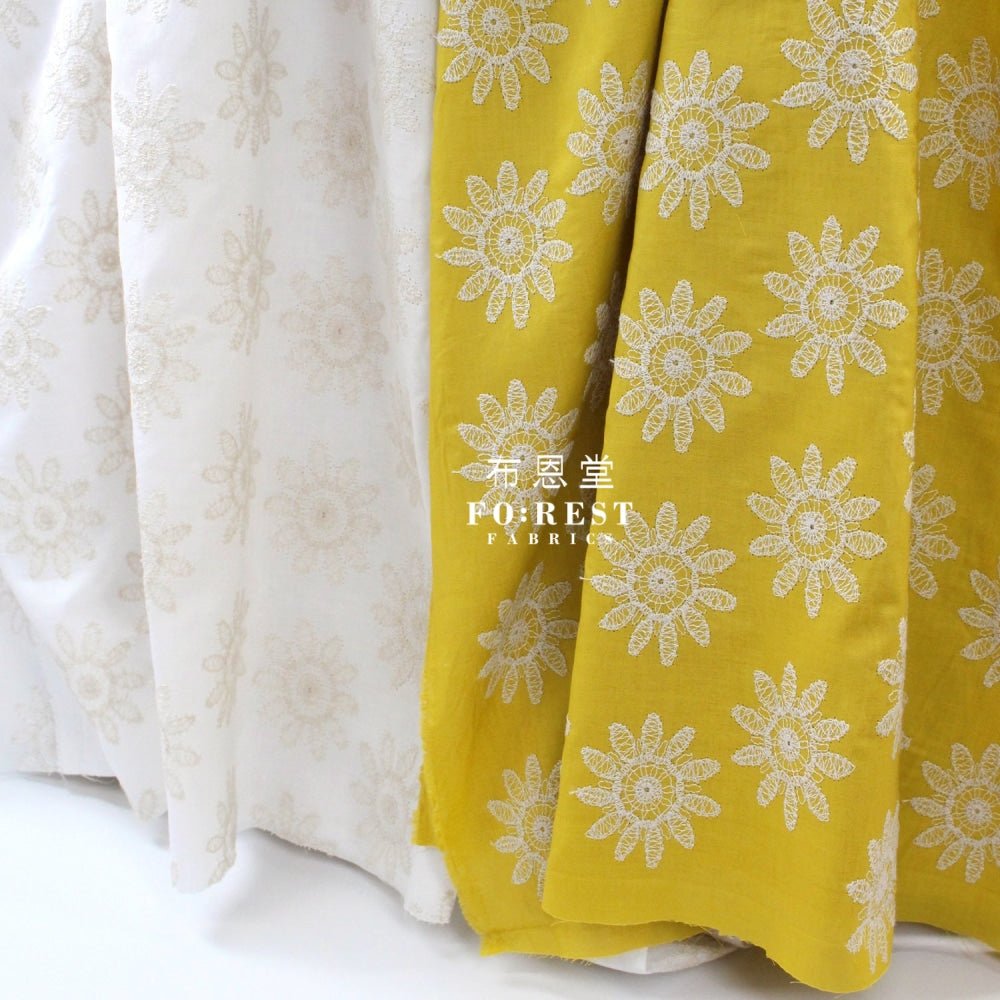 embroidery cotton - SunFlower Mustard - FO:REST Fabric 布恩堂Liberty fabrictana lawnjapanese fabricykk zipper