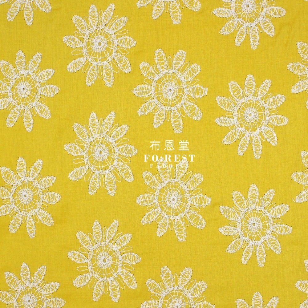 embroidery cotton - SunFlower Mustard - FO:REST Fabric 布恩堂Liberty fabrictana lawnjapanese fabricykk zipper