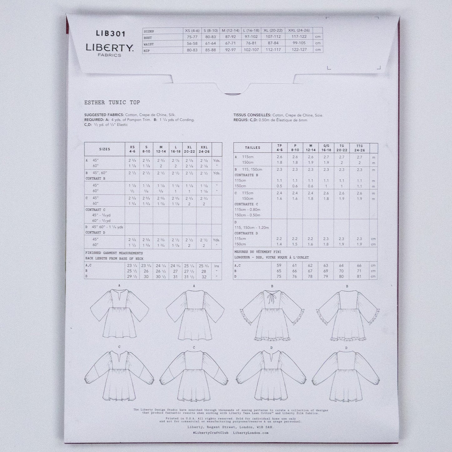 Esther Tunic Top Ladies Set - Liberty Paper pattern - FO:REST Fabric 布恩堂Liberty fabrictana lawnjapanese fabricykk zipper