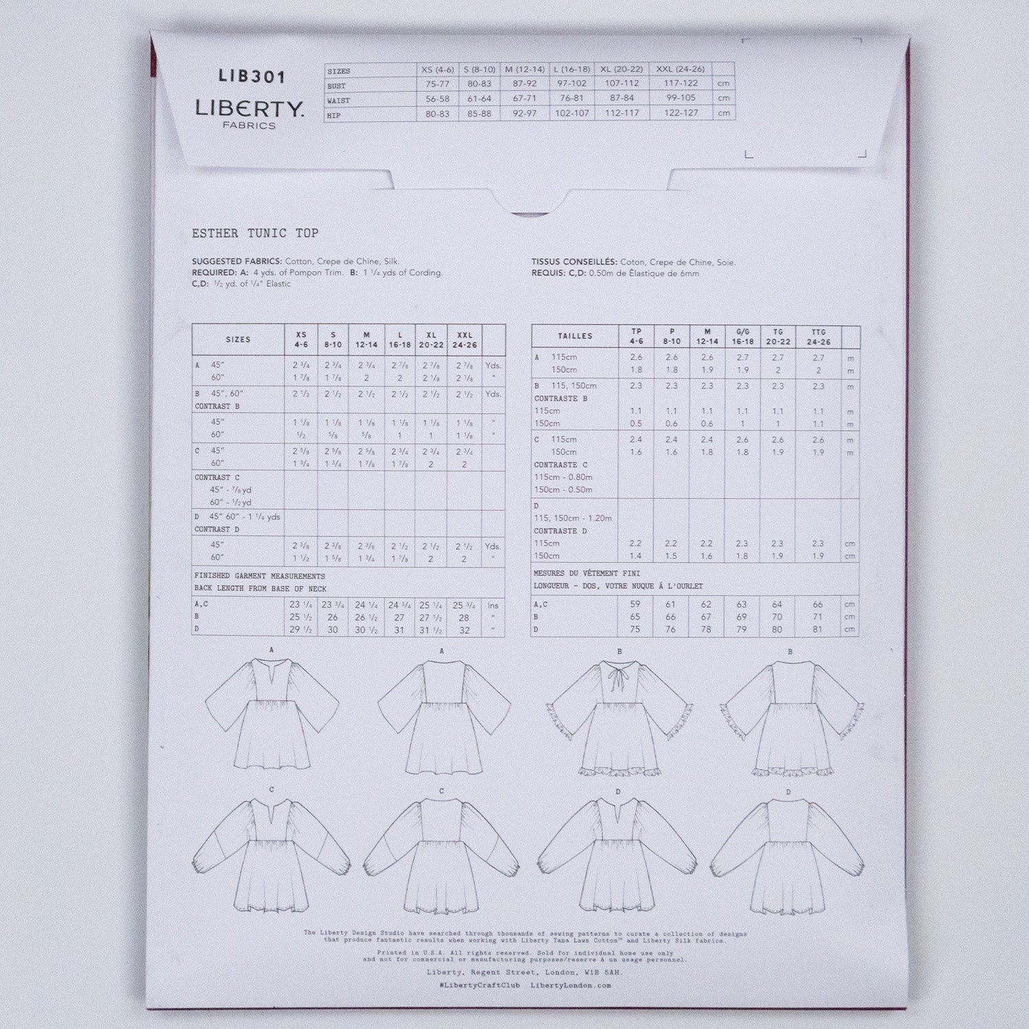 Esther Tunic Top Ladies Set - Liberty Paper pattern - FO:REST Fabric 布恩堂Liberty fabrictana lawnjapanese fabricykk zipper