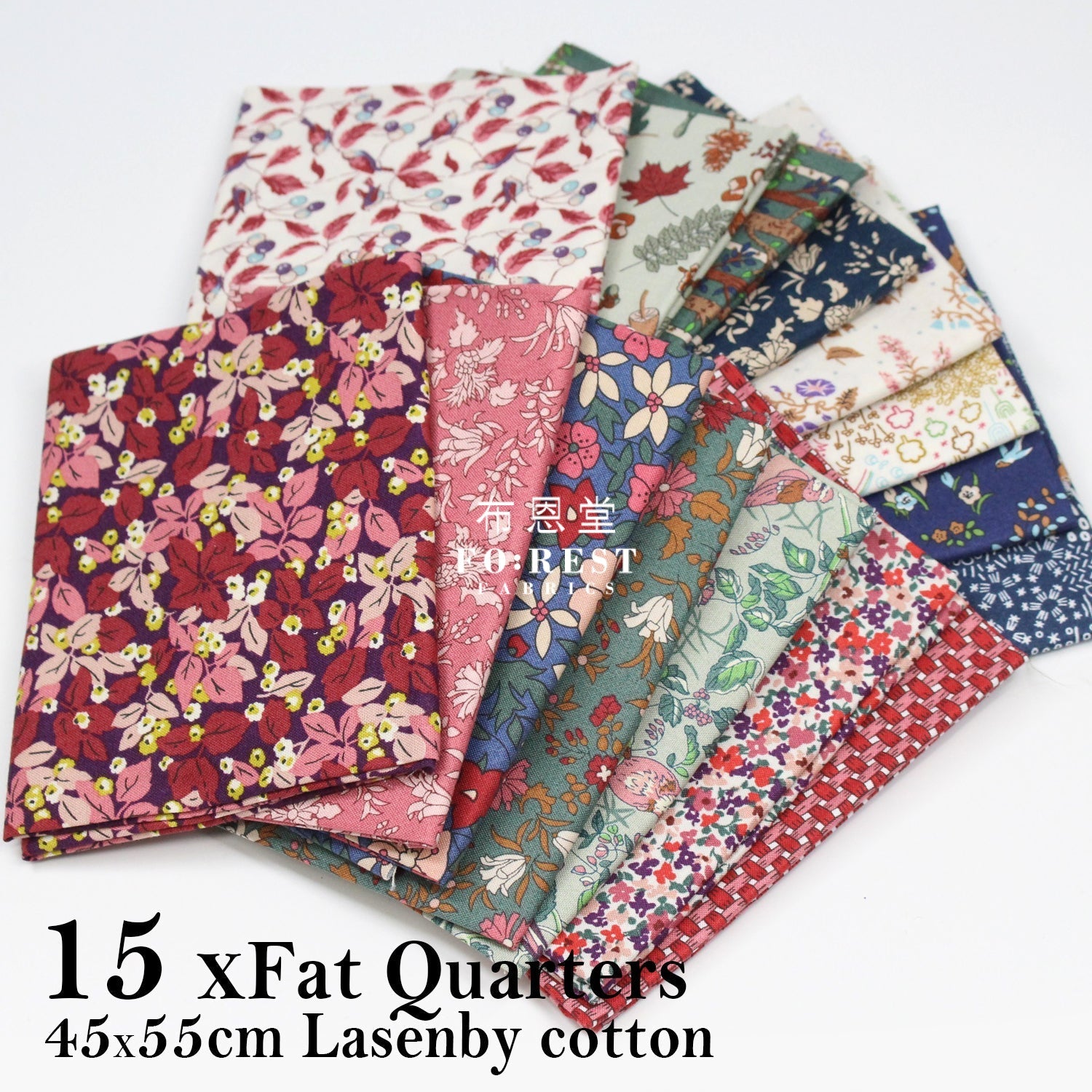 Fat Quarter Bundle Quilting Liberty Autumn Berries SET - FO:REST Fabric 布恩堂Liberty fabrictana lawnjapanese fabricykk zipper