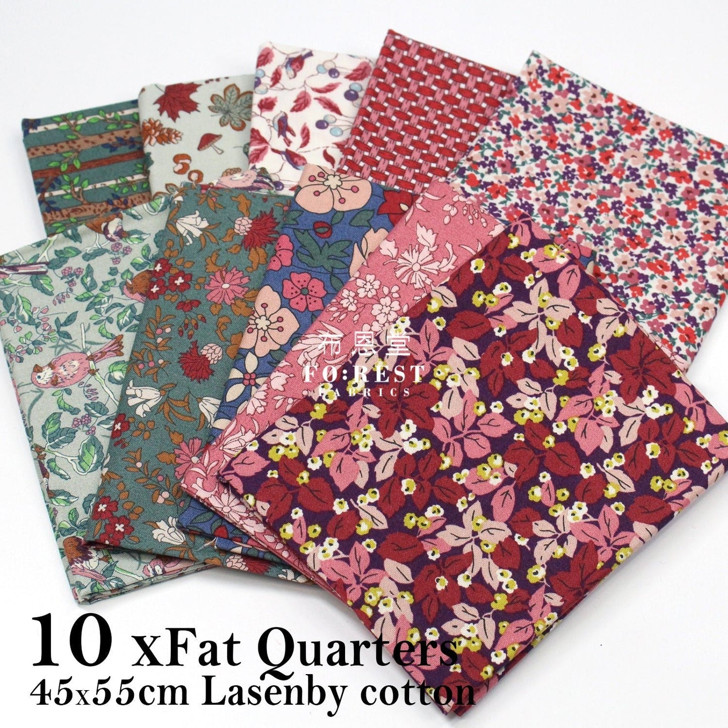 Fat Quarter Bundle Quilting Liberty Autumn Berries SET - FO:REST Fabric 布恩堂Liberty fabrictana lawnjapanese fabricykk zipper