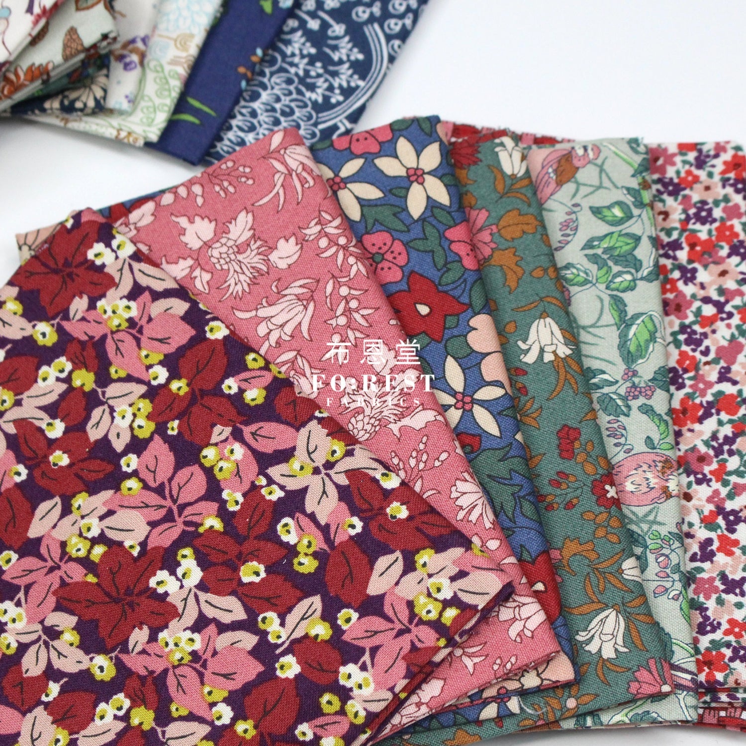 Fat Quarter Bundle Quilting Liberty Autumn Berries SET - FO:REST Fabric 布恩堂Liberty fabrictana lawnjapanese fabricykk zipper