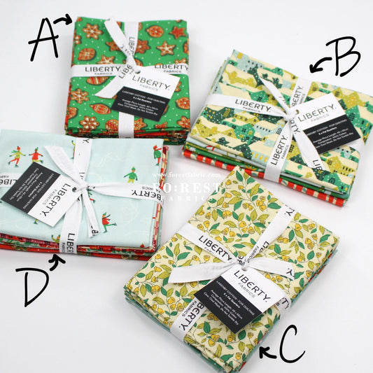 Fat Quarter Bundle Quilting Liberty Festive Fair Christmas SET - FO:REST Fabric 布恩堂Liberty fabrictana lawnjapanese fabricykk zipper