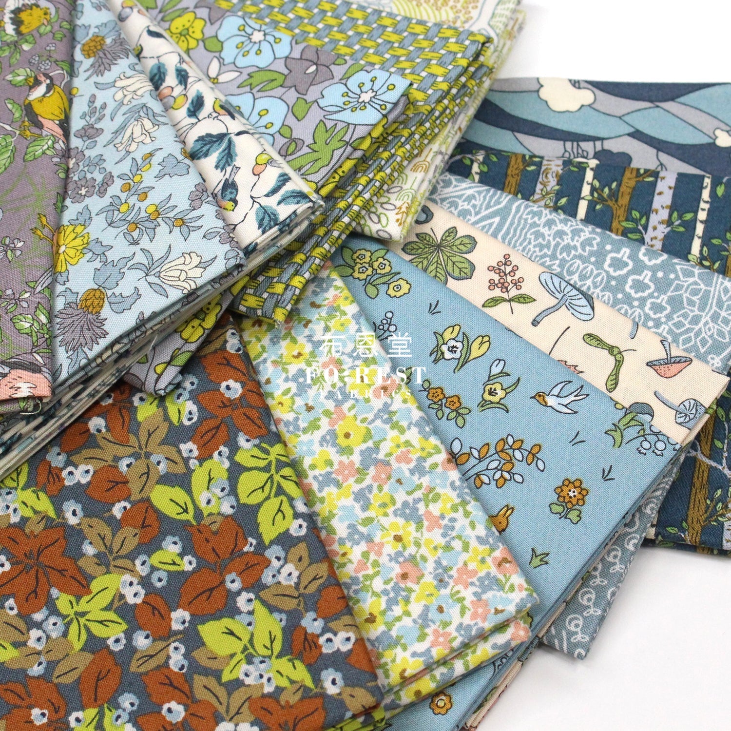Fat Quarter Bundle Quilting Liberty Misty Morning SET - FO:REST Fabric 布恩堂Liberty fabrictana lawnjapanese fabricykk zipper
