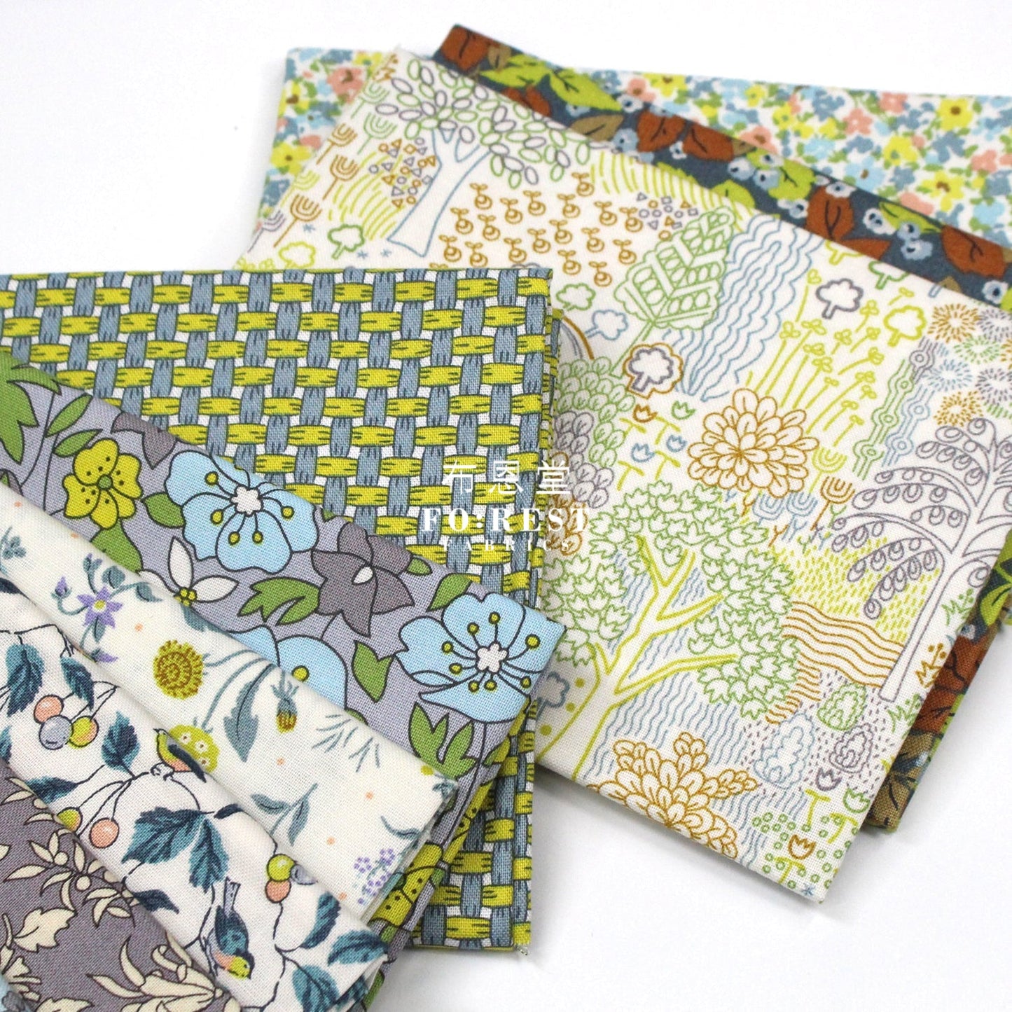 Fat Quarter Bundle Quilting Liberty Misty Morning SET - FO:REST Fabric 布恩堂Liberty fabrictana lawnjapanese fabricykk zipper