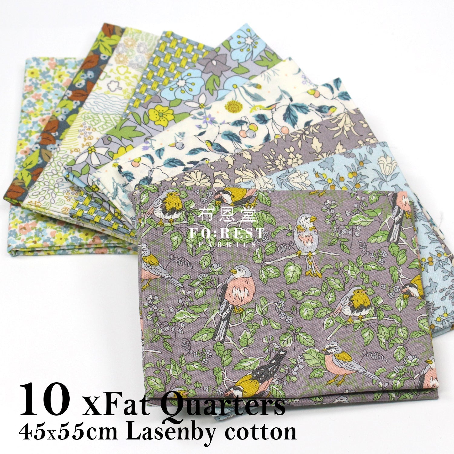 Fat Quarters Quilting Liberty Misty Morning Set 10 X Cotton