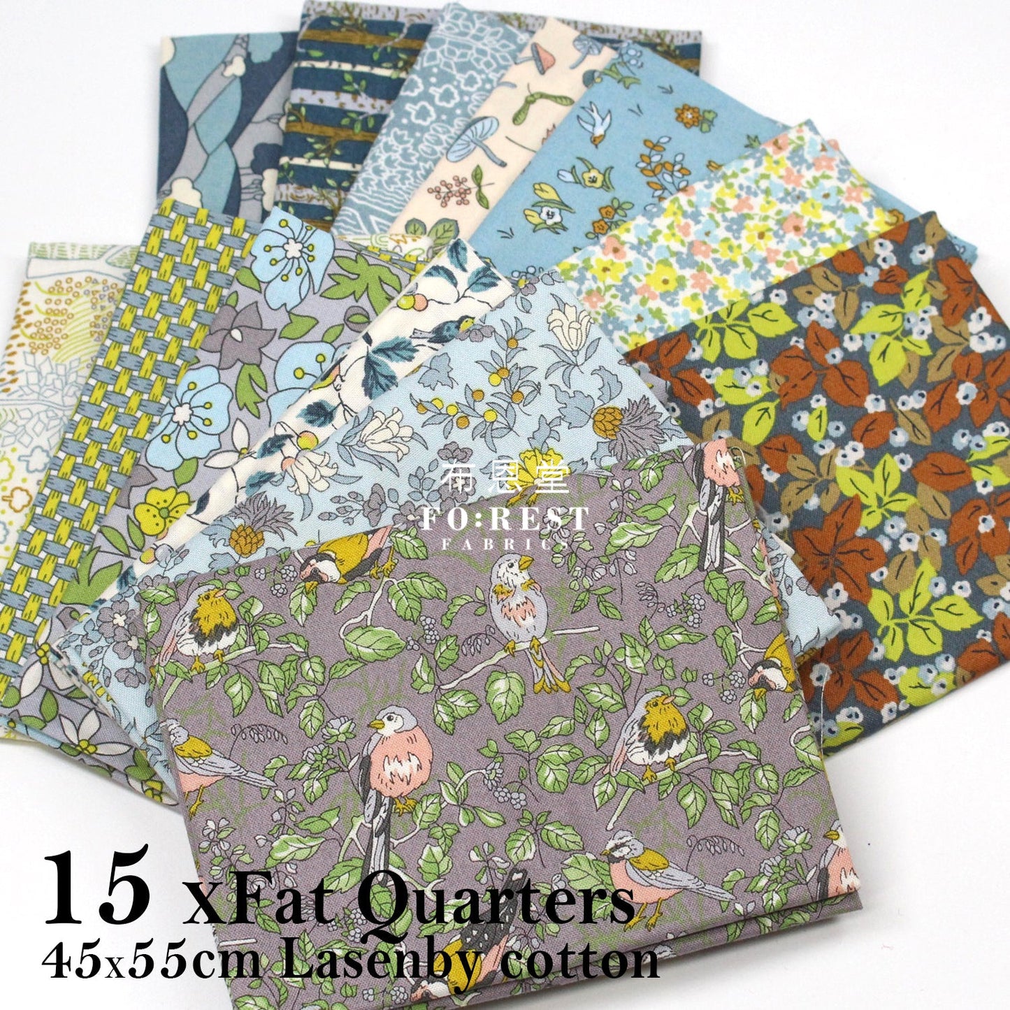 Fat Quarters Quilting Liberty Misty Morning Set 15 X Cotton