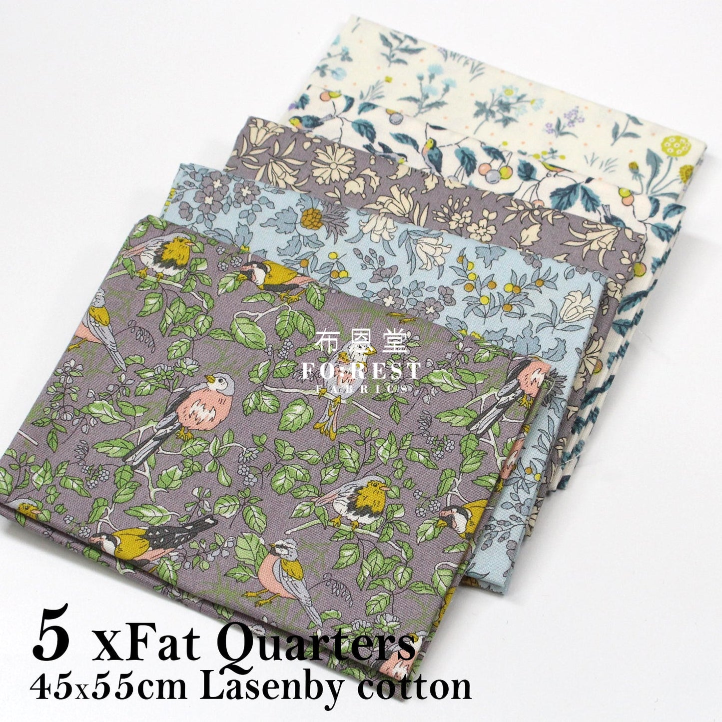 Fat Quarters Quilting Liberty Misty Morning Set 5 X Cotton