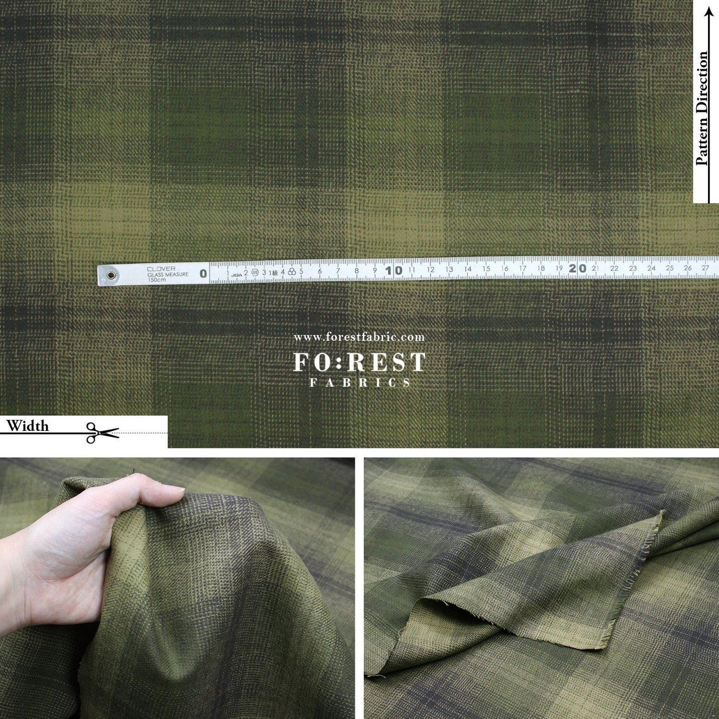 Flannel - OLIVE TARTAN 法籣絨 - FO:REST Fabric 布恩堂Liberty fabrictana lawnjapanese fabricykk zipper
