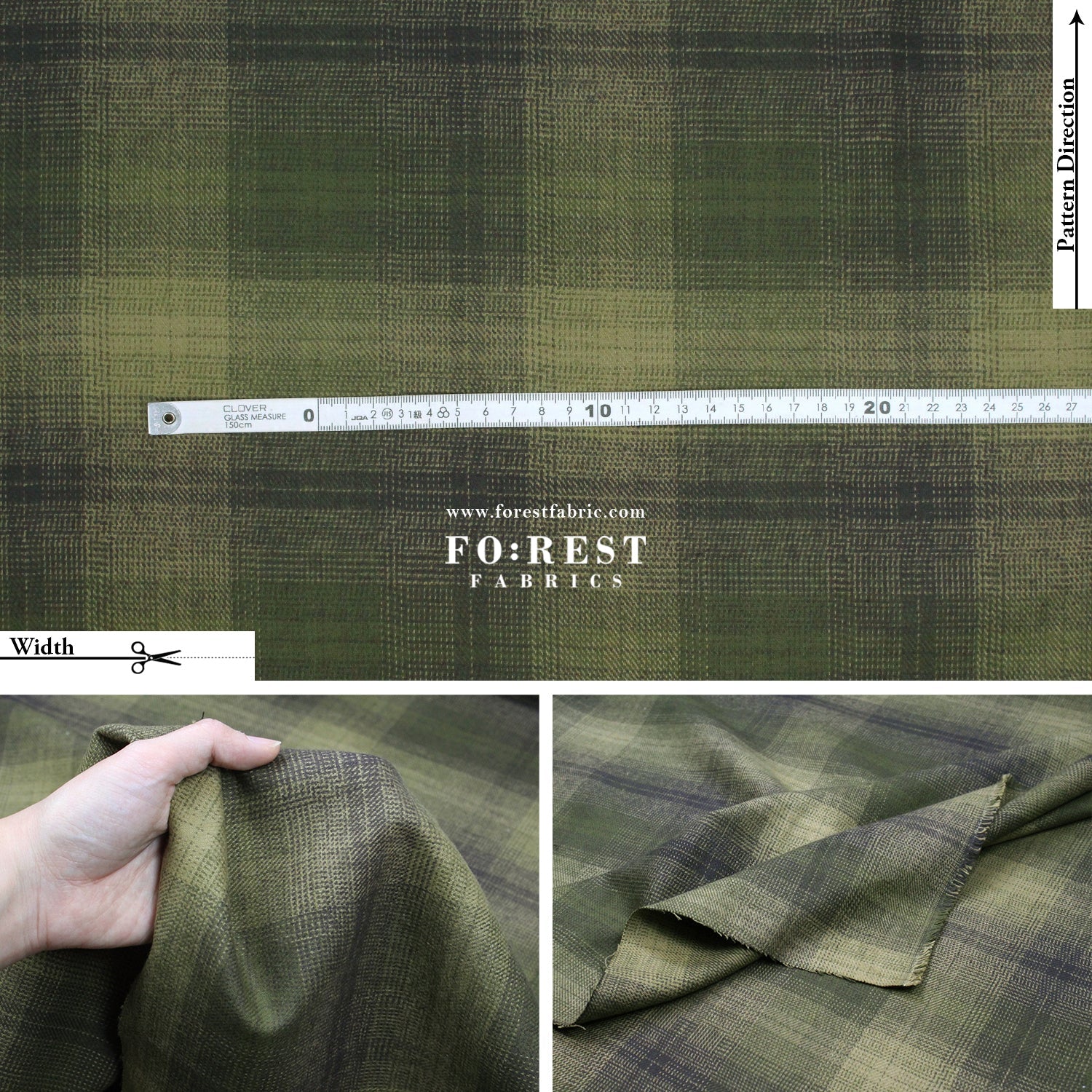 Flannel - OLIVE TARTAN 法籣絨 - FO:REST Fabric 布恩堂Liberty fabrictana lawnjapanese fabricykk zipper