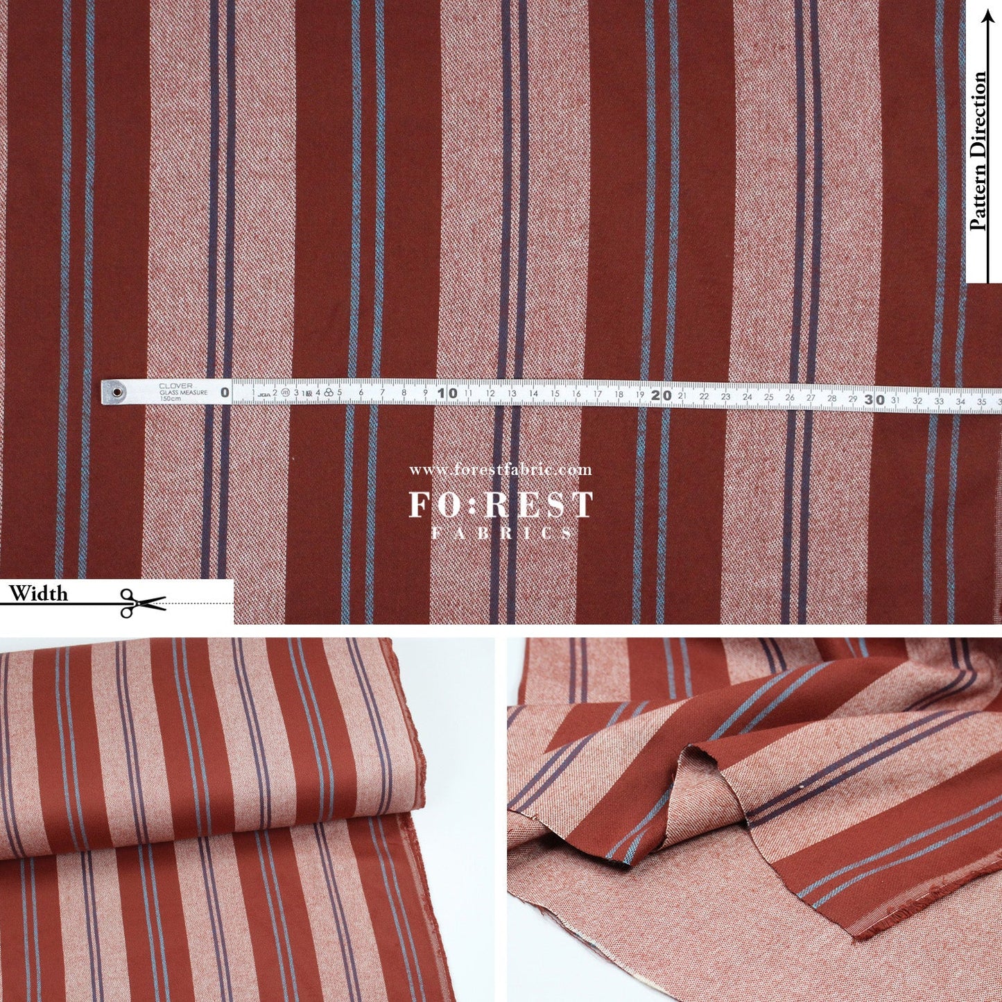 Flannel - STRIP RUST法籣絨 - FO:REST Fabric 布恩堂Liberty fabrictana lawnjapanese fabricykk zipper