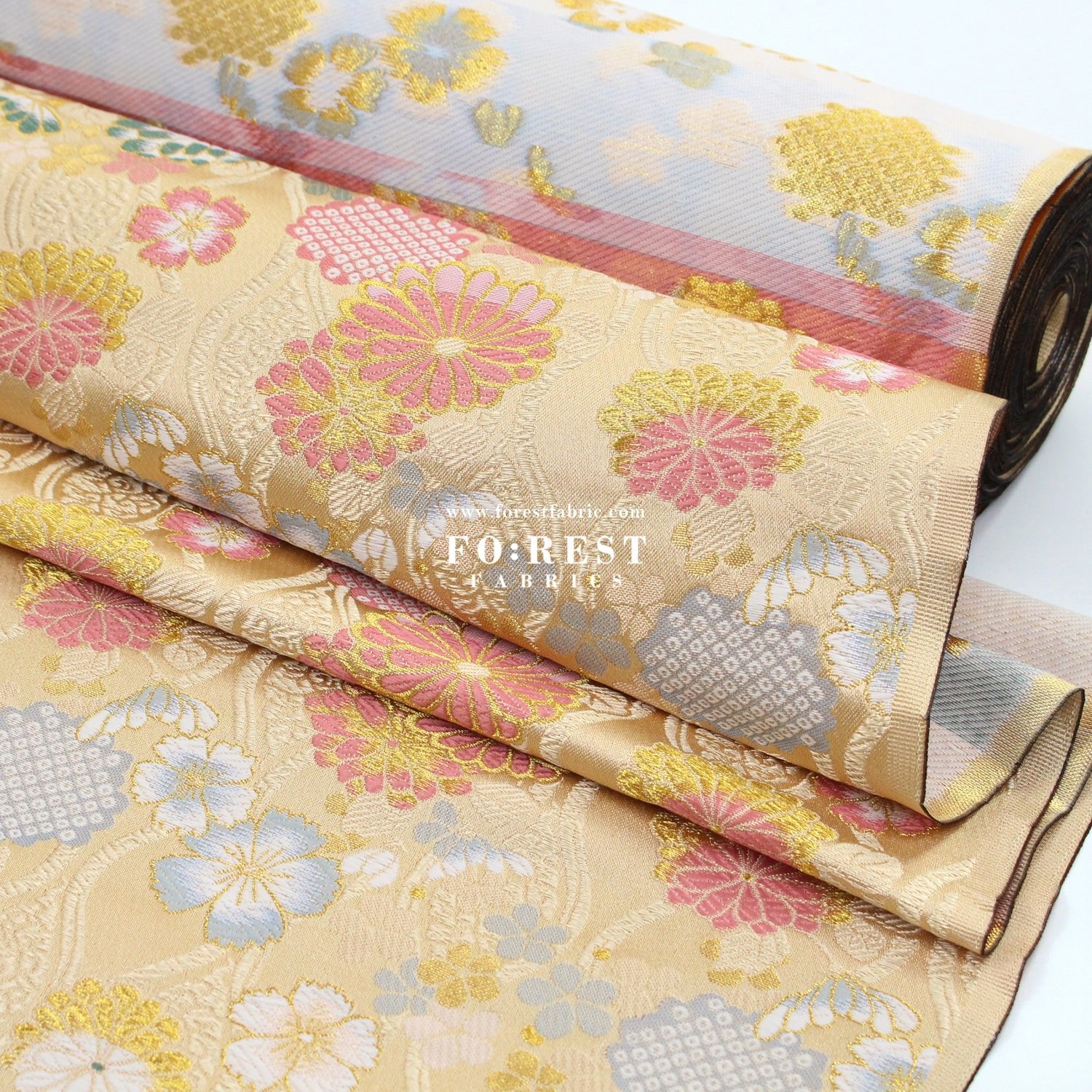 Gold Brocade - 吉祥華文 Auspicious KINRAN fabric Gold - FO:REST Fabric 布恩堂Liberty fabrictana lawnjapanese fabricykk zipper