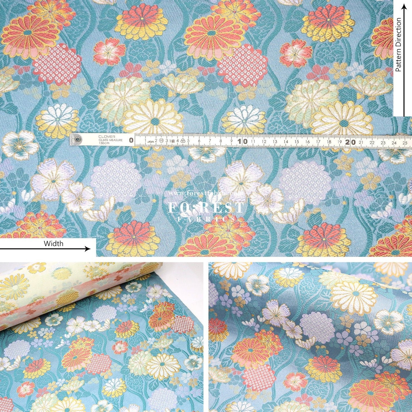 Gold Brocade - Auspicious KINRAN fabric - FO:REST Fabric 布恩堂Liberty fabrictana lawnjapanese fabricykk zipper