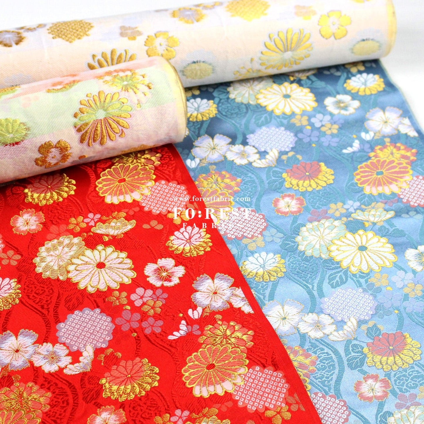 Gold Brocade - Auspicious KINRAN fabric - FO:REST Fabric 布恩堂Liberty fabrictana lawnjapanese fabricykk zipper