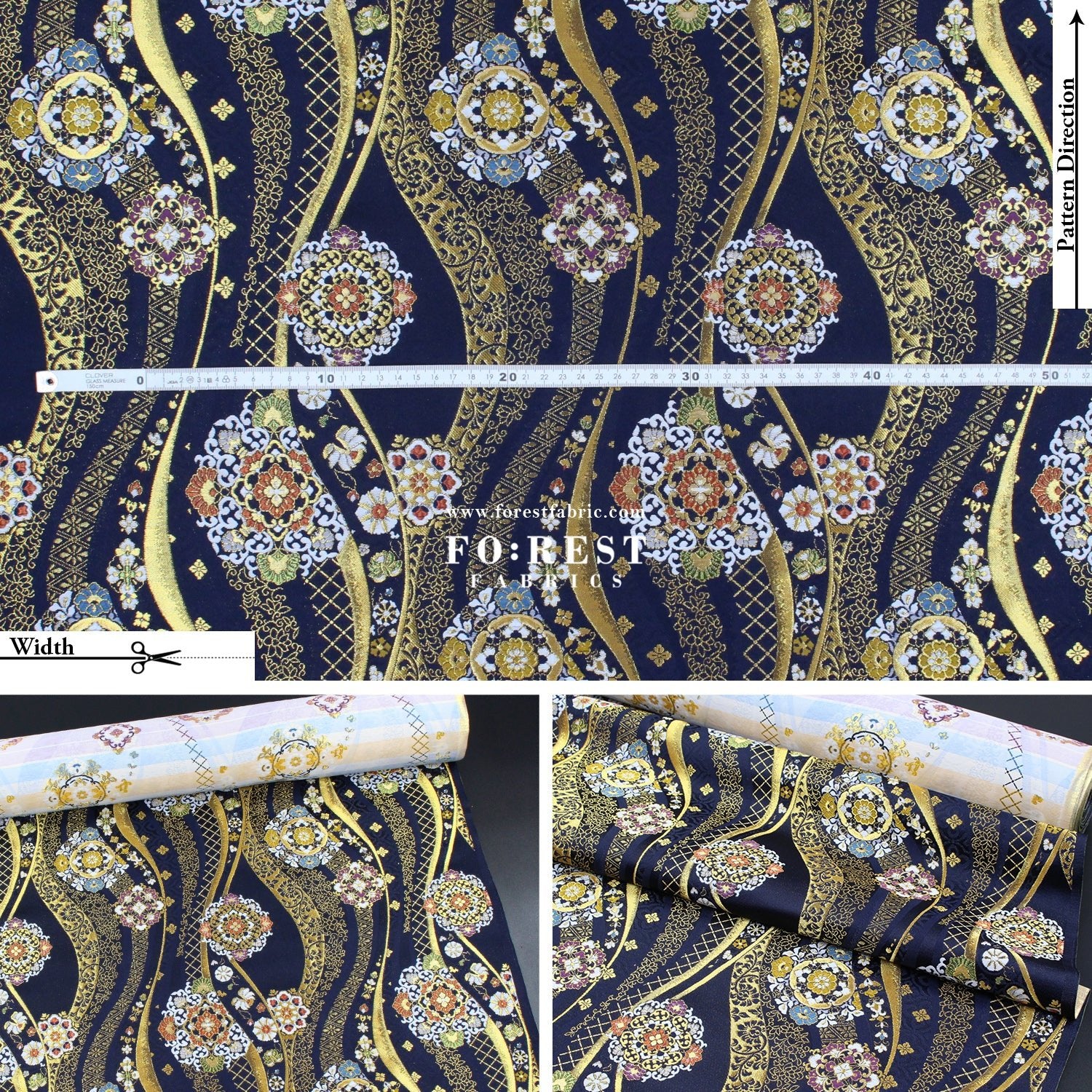 Gold Brocade - 吉祥華文 Auspicious KINRAN fabric - FO:REST Fabric 布恩堂Liberty fabrictana lawnjapanese fabricykk zipper