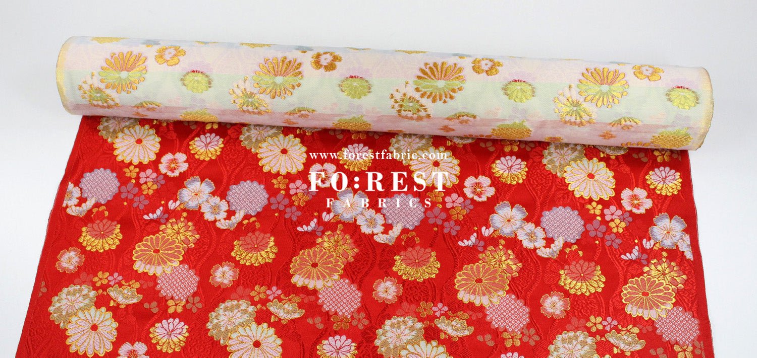 Gold Brocade - Auspicious KINRAN fabric - FO:REST Fabric 布恩堂Liberty fabrictana lawnjapanese fabricykk zipper
