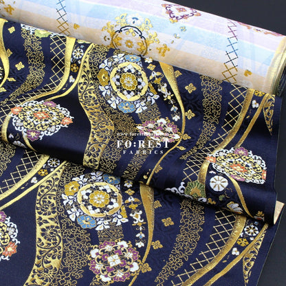 Gold Brocade - 吉祥華文 Auspicious KINRAN fabric - FO:REST Fabric 布恩堂Liberty fabrictana lawnjapanese fabricykk zipper