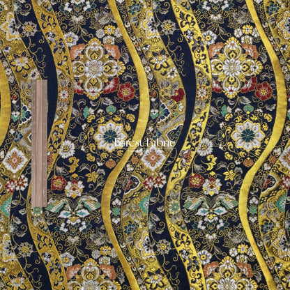 Gold Brocade - Auspicious Waves & Blooms fabric - FO:REST Fabric 布恩堂Liberty fabrictana lawnjapanese fabricykk zipper