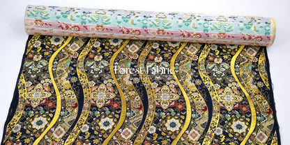 Gold Brocade - Auspicious Waves & Blooms fabric - FO:REST Fabric 布恩堂Liberty fabrictana lawnjapanese fabricykk zipper