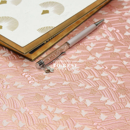 Gold Brocade - Birds River KINRAN fabric Pink - FO:REST Fabric 布恩堂Liberty fabrictana lawnjapanese fabricykk zipper