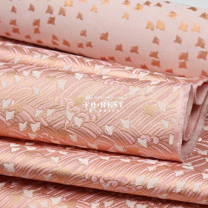 Gold Brocade - Birds River KINRAN fabric Pink - FO:REST Fabric 布恩堂Liberty fabrictana lawnjapanese fabricykk zipper