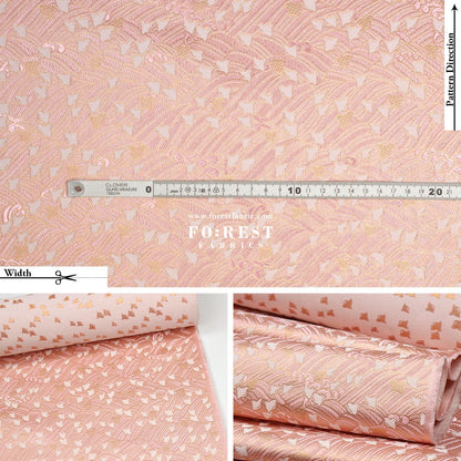 Gold Brocade - Birds River KINRAN fabric Pink - FO:REST Fabric 布恩堂Liberty fabrictana lawnjapanese fabricykk zipper